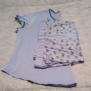 Cuddl Duds Women's 2XP Light Blue Pajama Set with Butterfly Print
